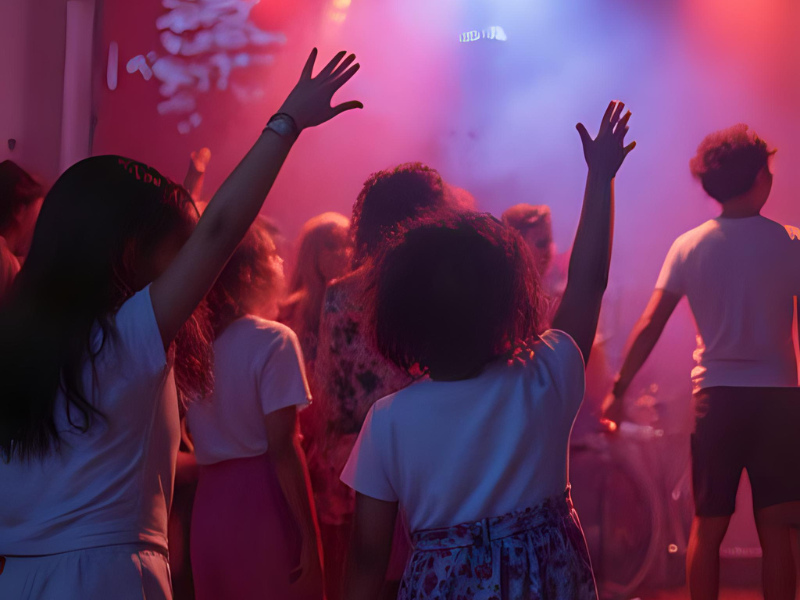 AI image Children enjoying a halloween disco