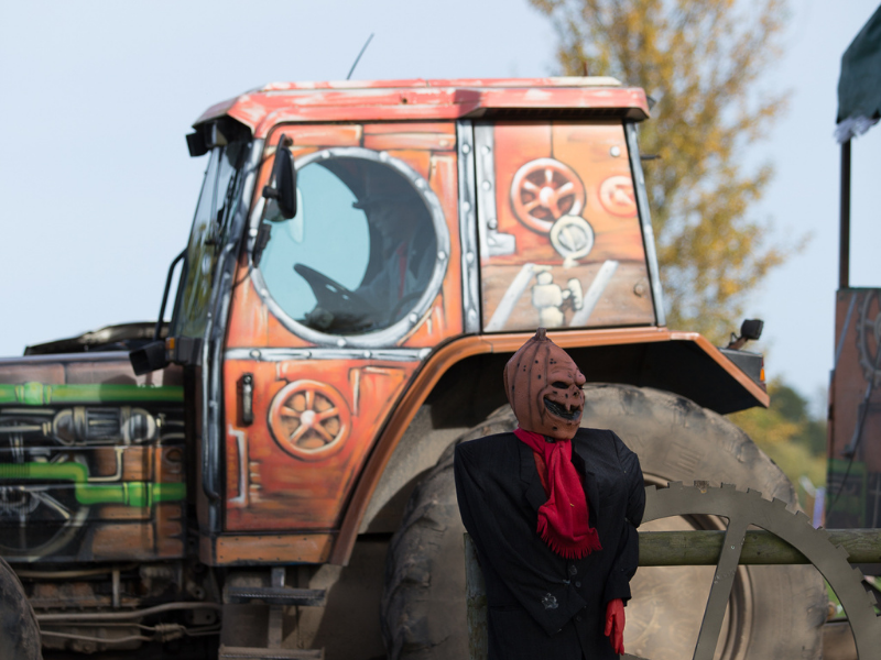 Spooky tractor and scarecrow at Hatton Spooktacular