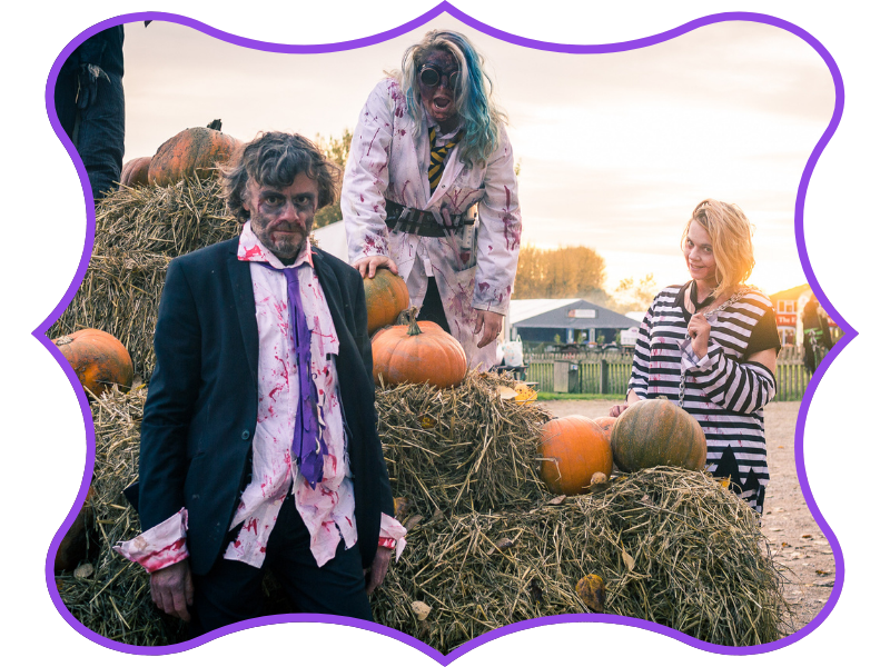 Purple cut out of halloween characters